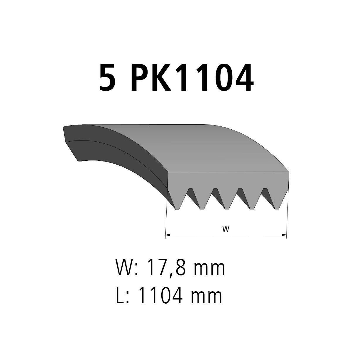 Correa acanalada DT Spare Parts 12.15405 Correa acanalada 5 u. L: 1104 mm