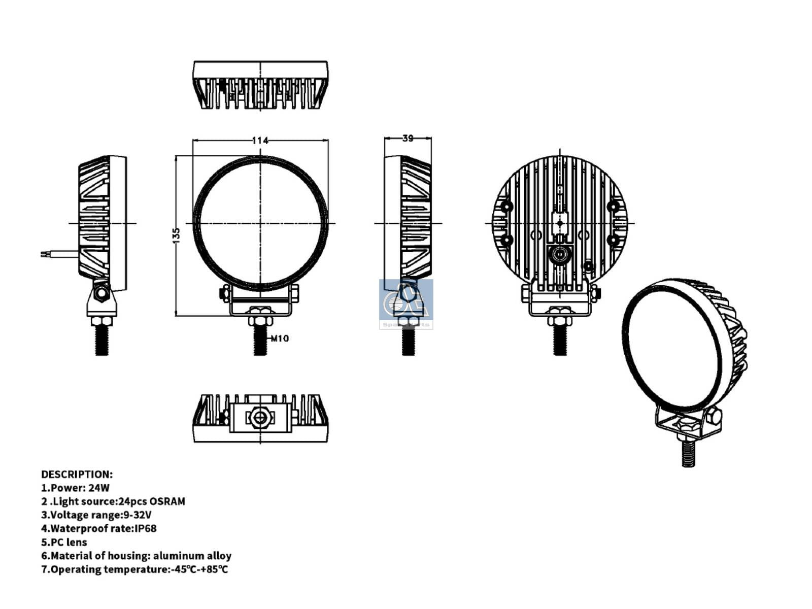 Work lamp | DT Spare Parts 9.69039