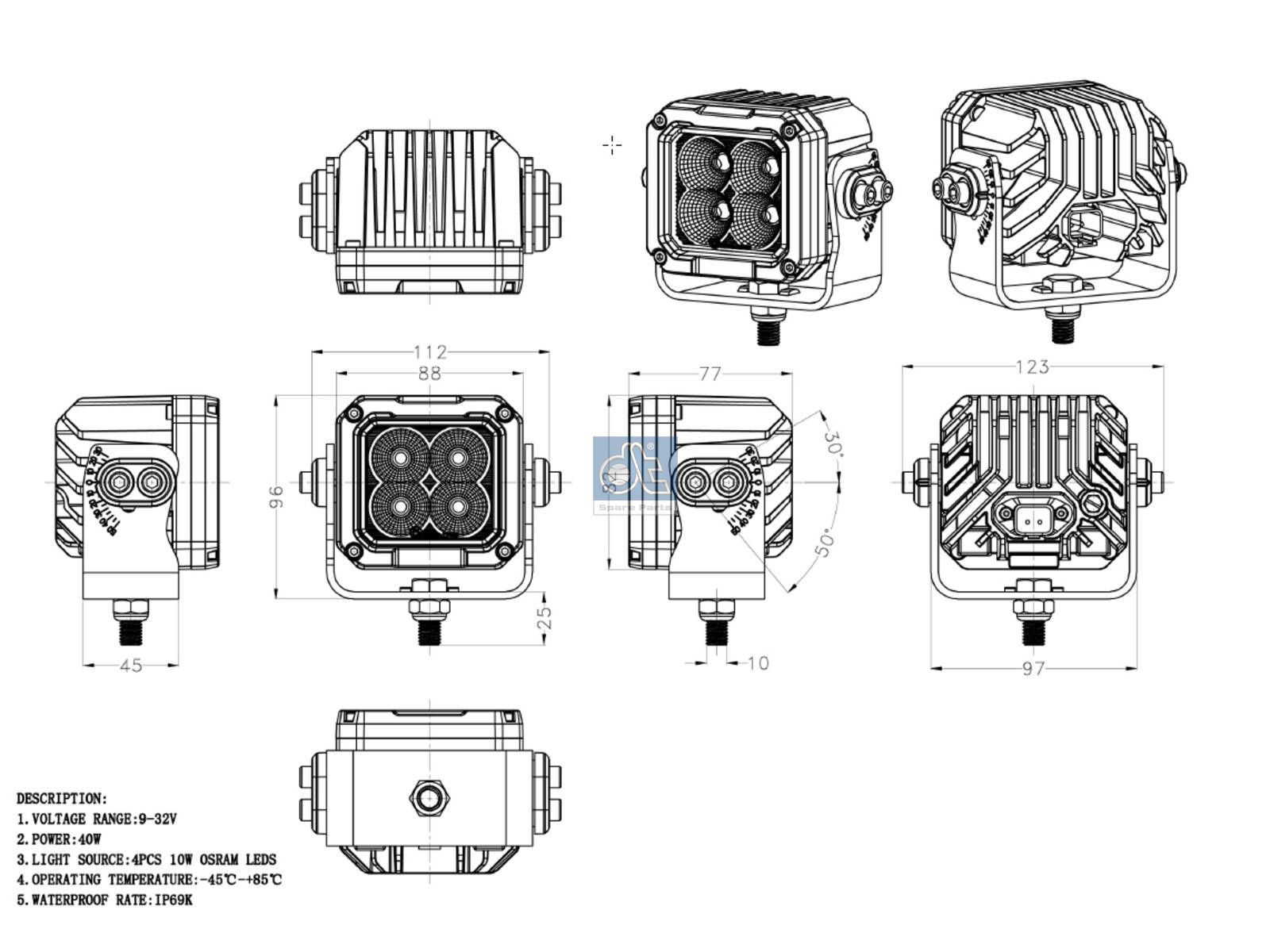 Work lamp | DT Spare Parts 9.69043