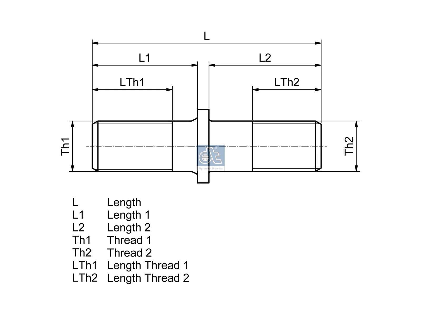 Wheel Stud Kit, DT Spare Parts 10.10044 (10 pcs)