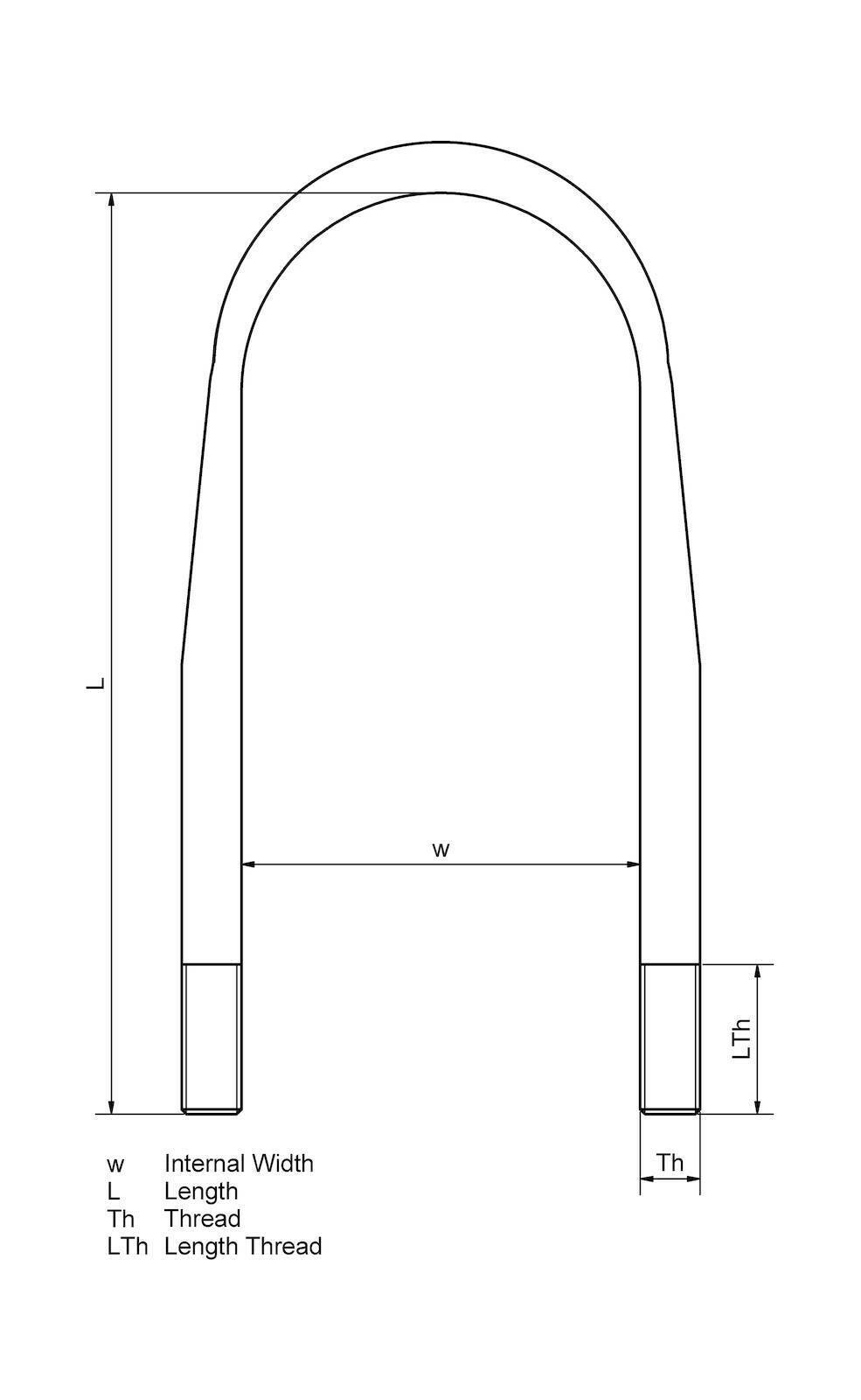 Perno en U DT Spare Parts 4.40219 Perno en U M24 x 1,5 LTh: 75 mm L: 340 mm w: 102 mm