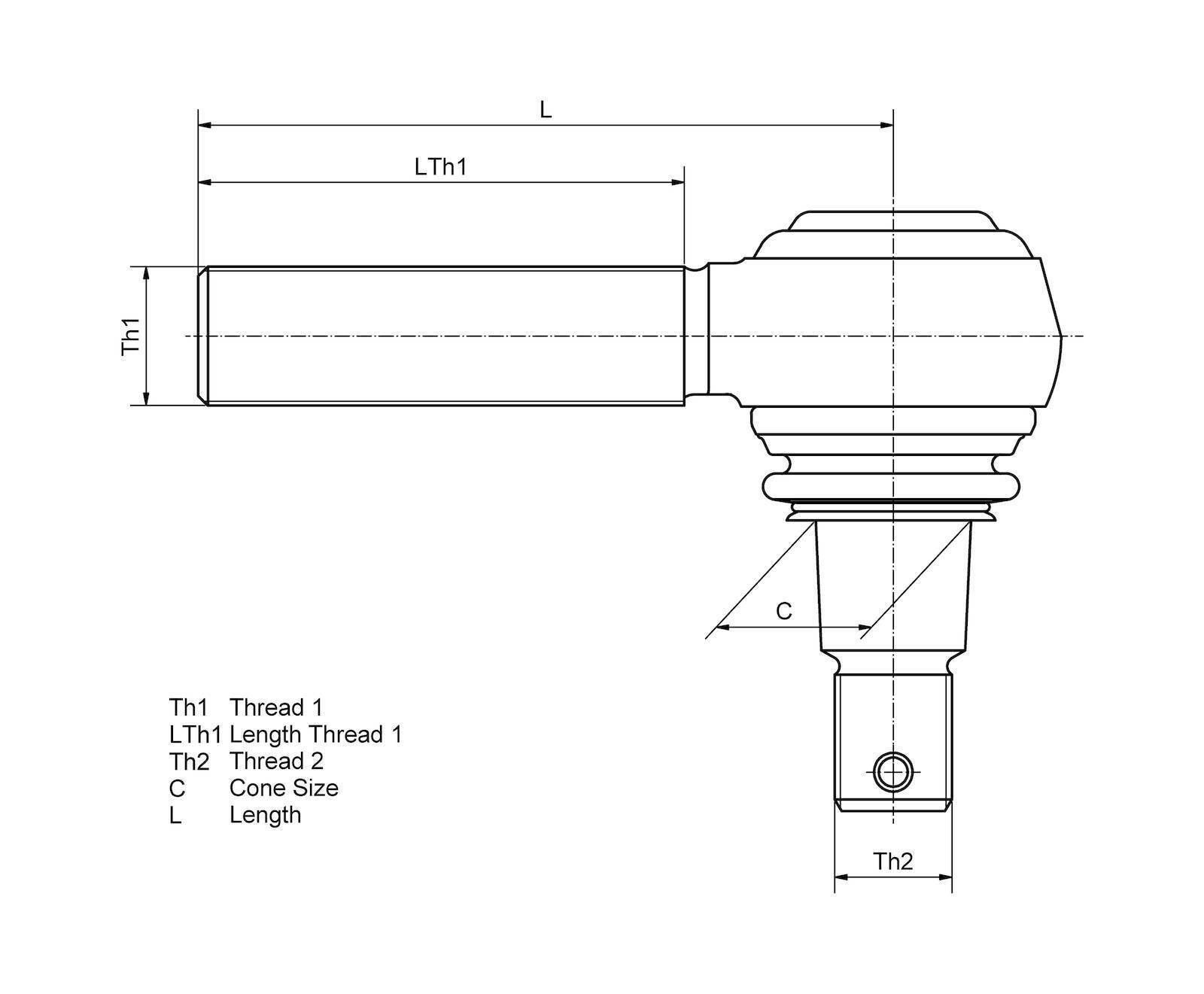 Rótula DT Spare Parts 4.61798 Rótula rosca izquierda C: 20 mm M24