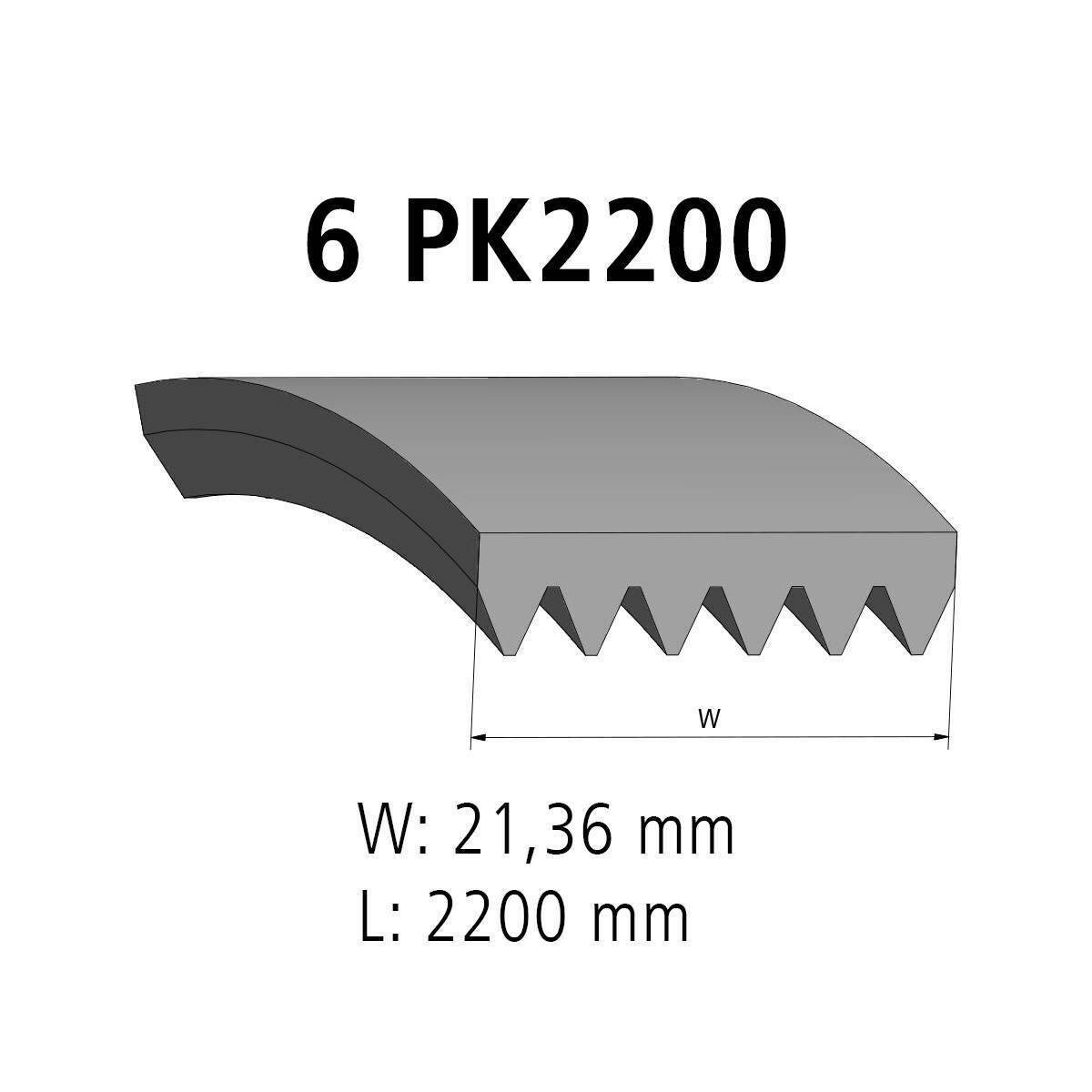 Multiribbed belt DT Spare Parts 3.34345 Multiribbed belt 6 PK L: 2200 mm W: 21,4