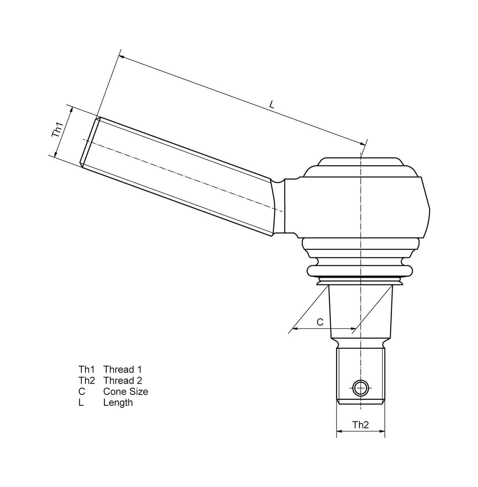 Rótula DT Spare Parts 2.53156 Rótula rosca derecha C: 28,6 mm M30