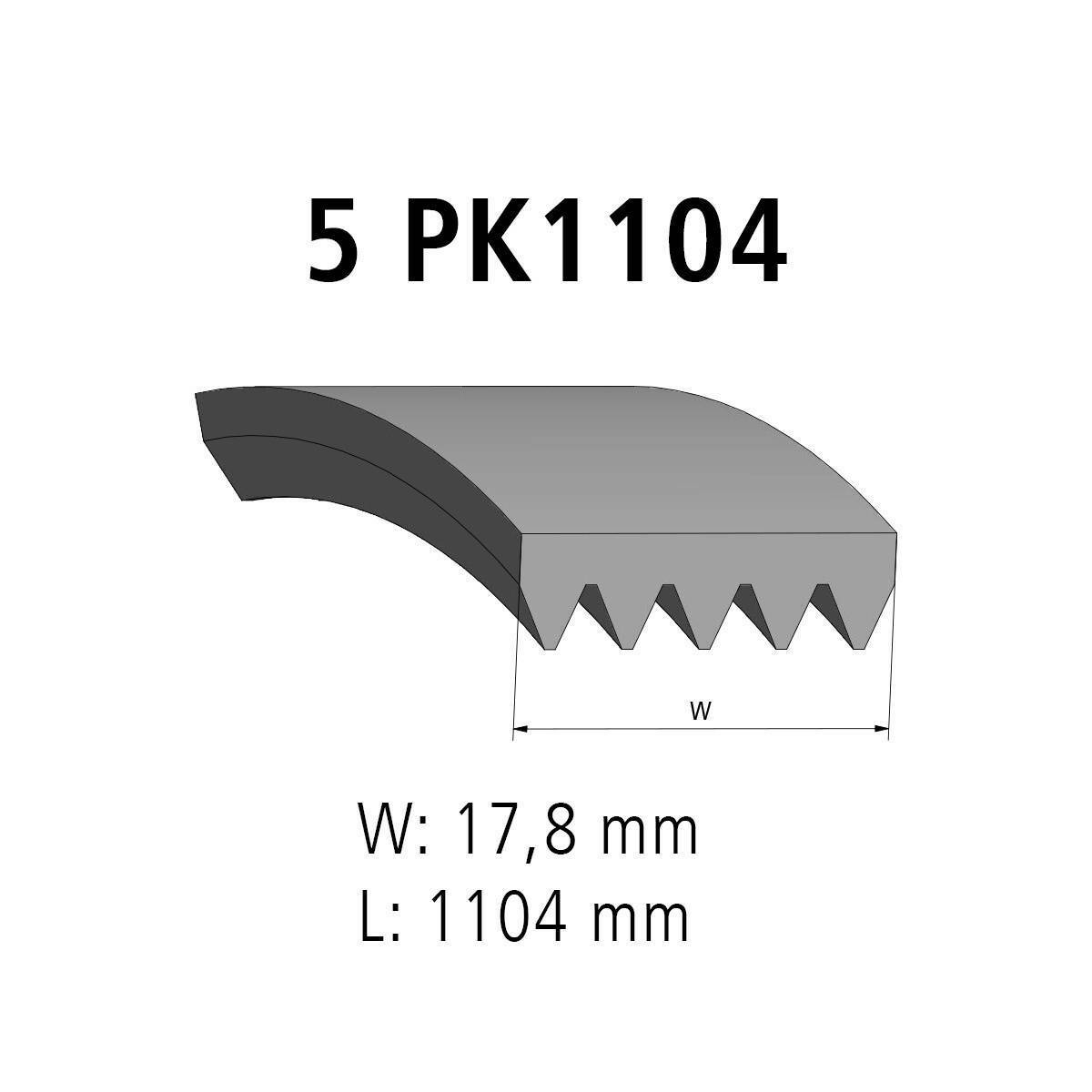 Multiribbed belt DT Spare Parts 12.15405 Multiribbed belt 5 PK L: 1104 mm