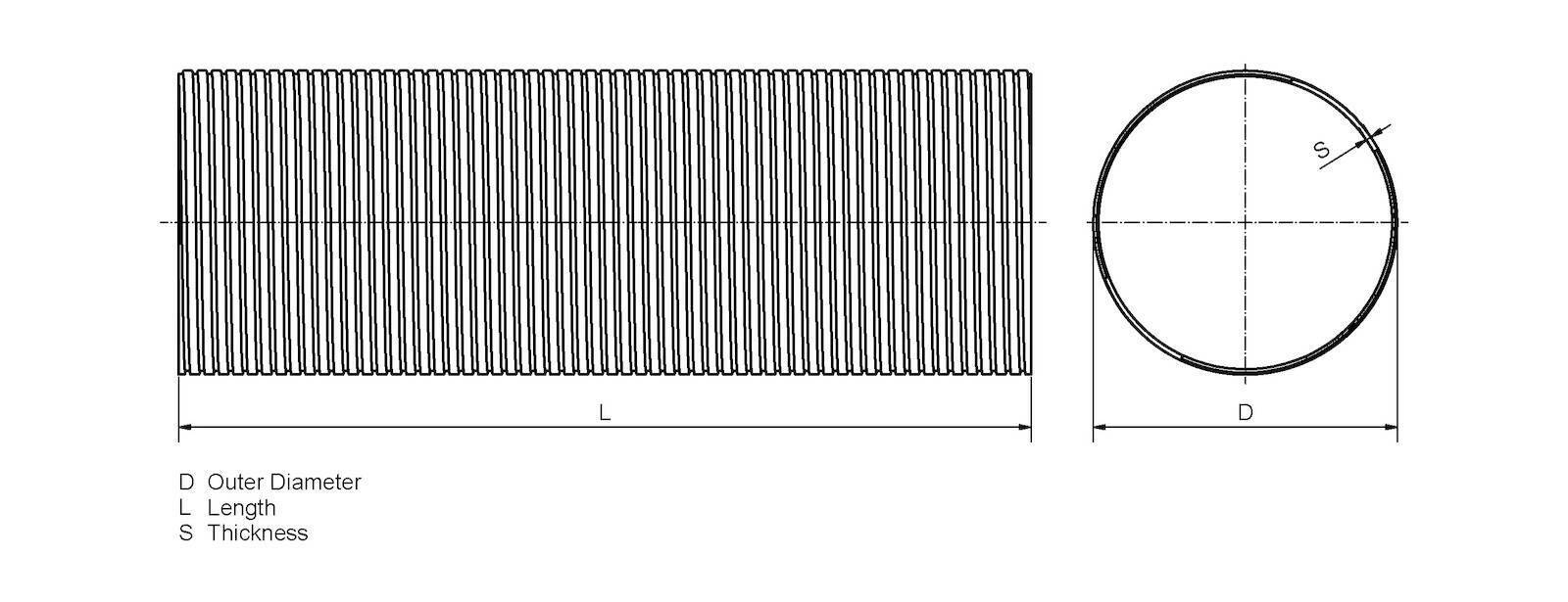 Flexible pipe DT Spare Parts 2.14512 Flexible pipe d: 115 mm D: 119 mm L: 370 mm