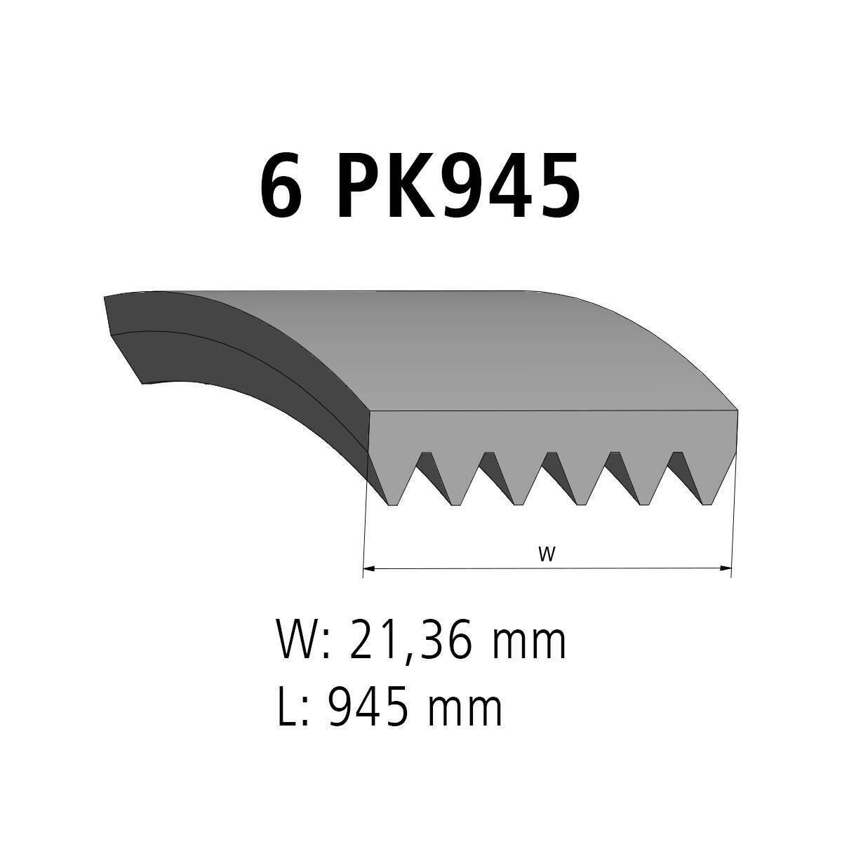 Correa acanalada DT Spare Parts 12.15419 Correa acanalada 6 u. L: 945 mm W: 21,4