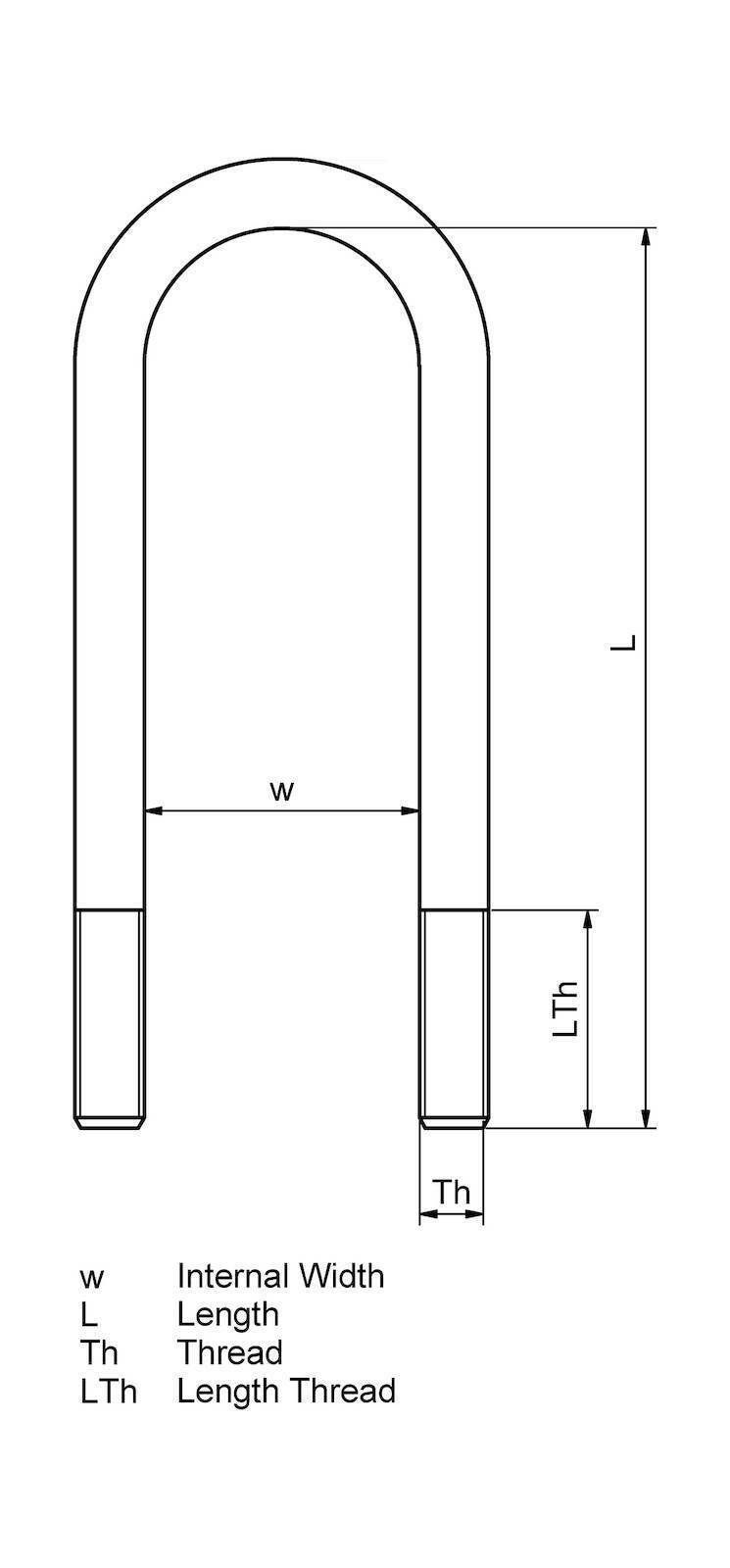 Perno en U DT Spare Parts 4.40501 Perno en U M14 x 1,5 LTh: 35 mm L: 150 mm w: 75 mm