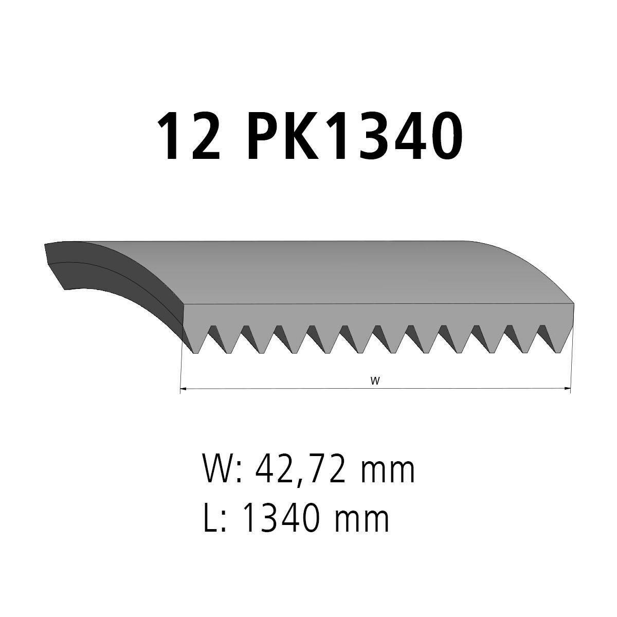 Multiribbed belt DT Spare Parts 2.21076 Multiribbed belt 12 PK L: 1340 mm