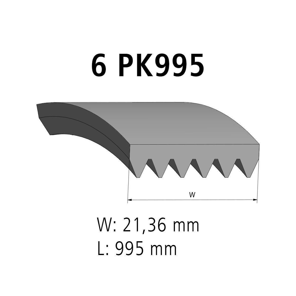 Correa acanalada DT Spare Parts 12.15421 Correa acanalada 6 u. L: 995 mm W: 21,4