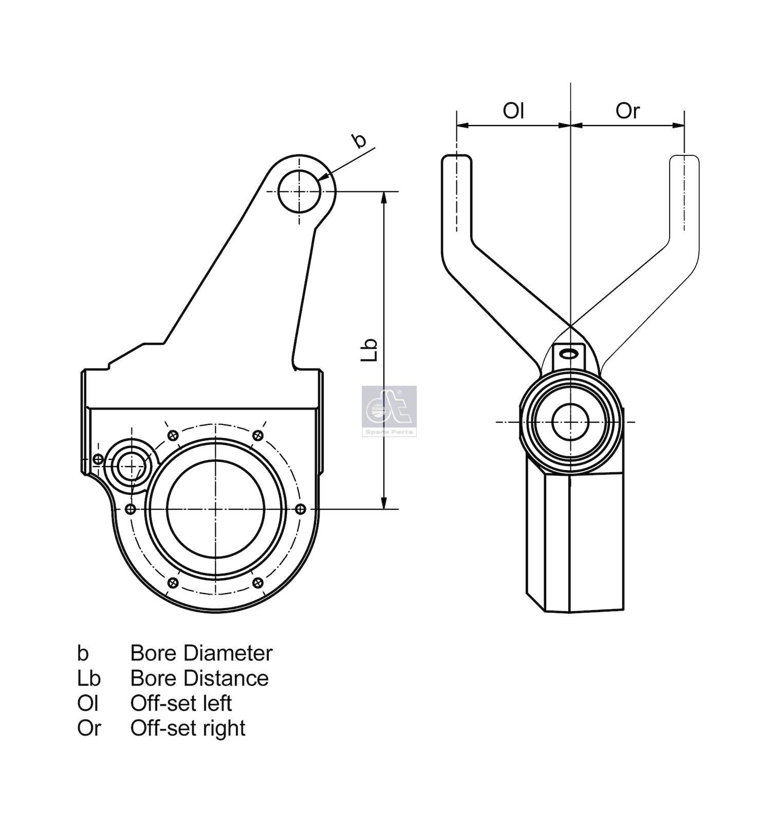 Slack adjuster, automatic, left DT Spare Parts 4.64237